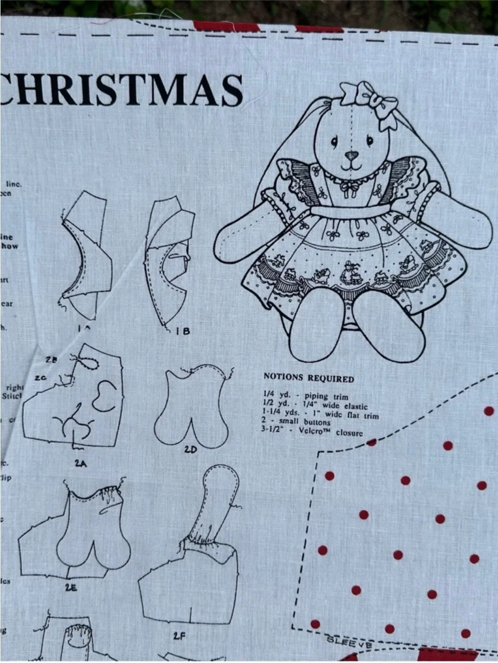 1990s vintage Nina's Christmas Bunny Daisy Kingdom Fabric Panel Cut N Sew